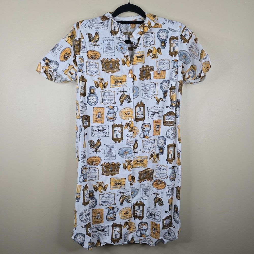 Vintage Print Short Sleeve Dress